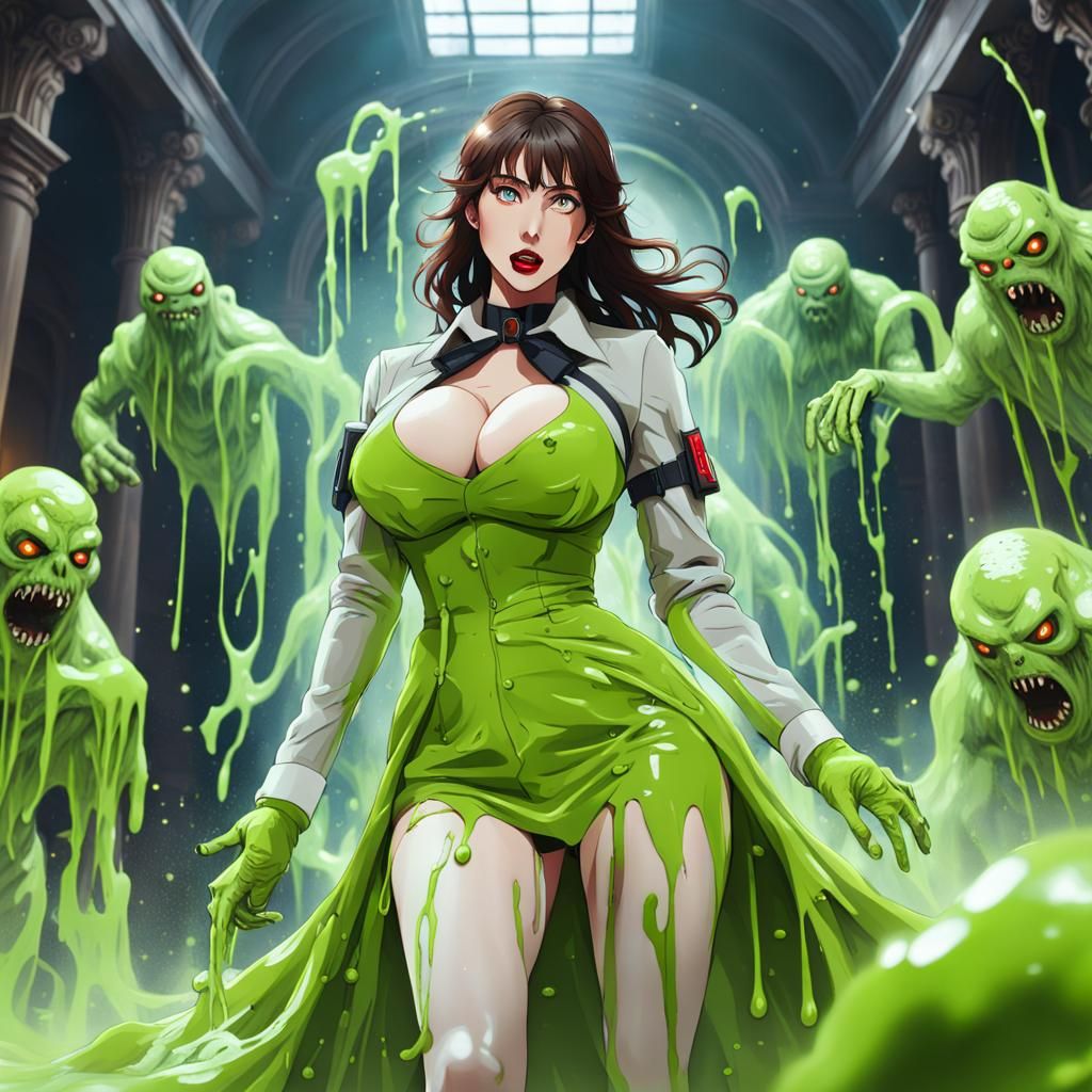 Slender Ghostbuster Slimed by Monsters