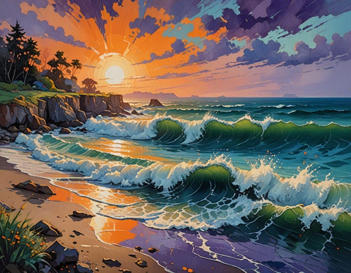 Epic Impressionist Masterpiece with Bold Brush Strokes and S...