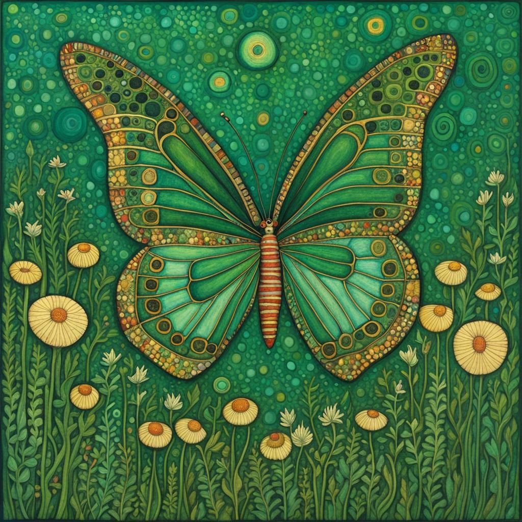Paleocene Butterfly in Art Brut Style