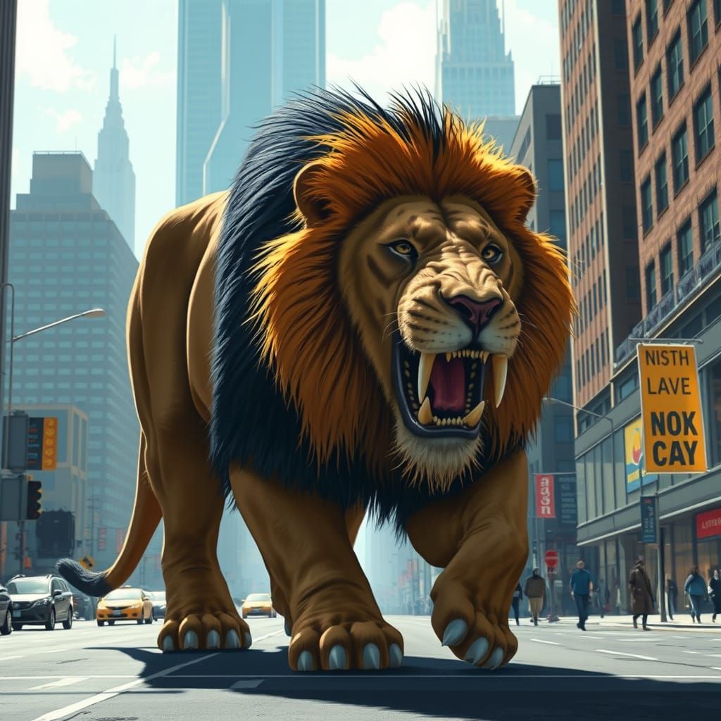 Saber-Tooth Lion Strolls Down Madison Avenue