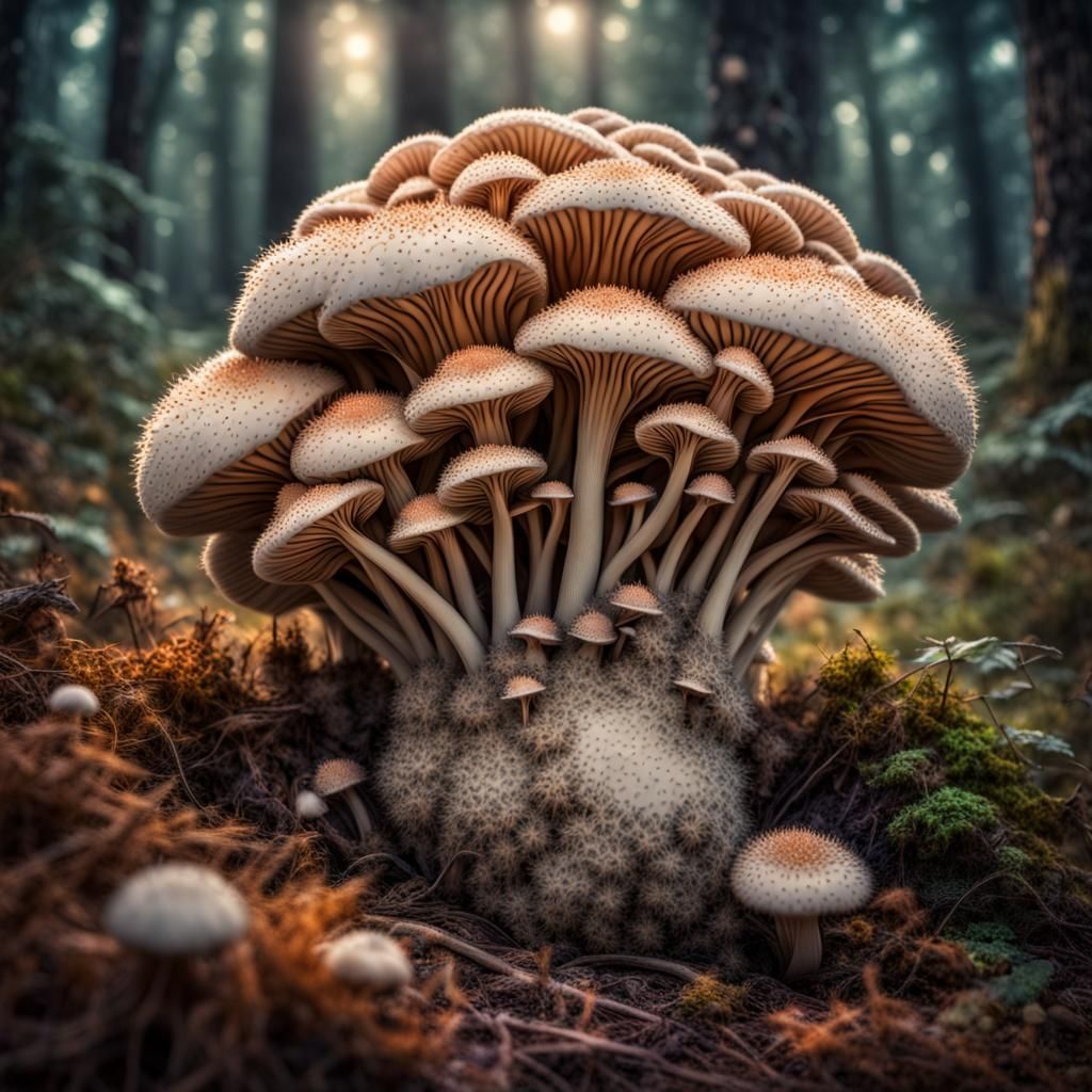 Cosmic Puffball Mushroom Explosion: Hyperrealistic HDR