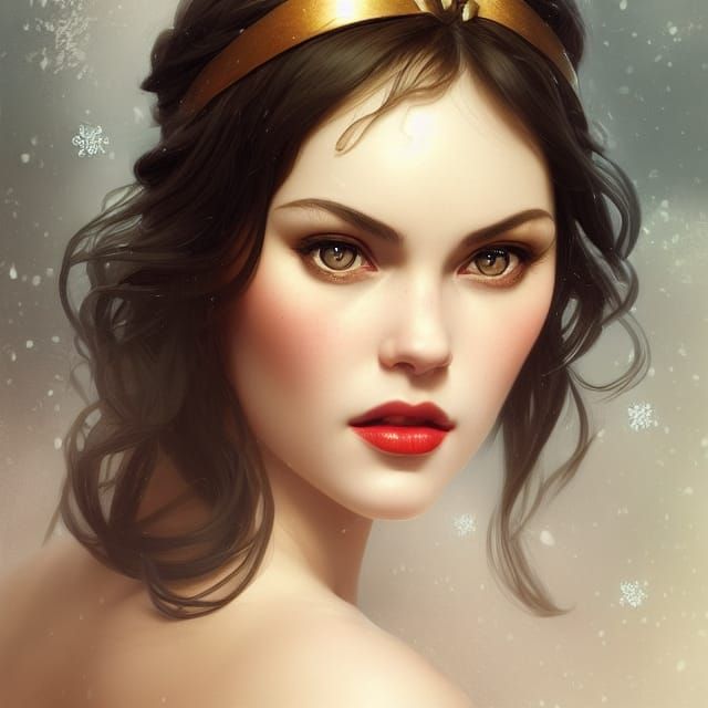 Goddess of Love Portrait in Art Nouveau Style