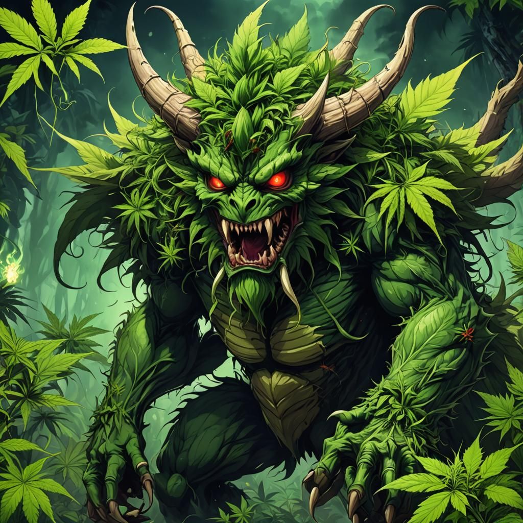 Anime-Style Cannabis Demon: Manga Key Visual