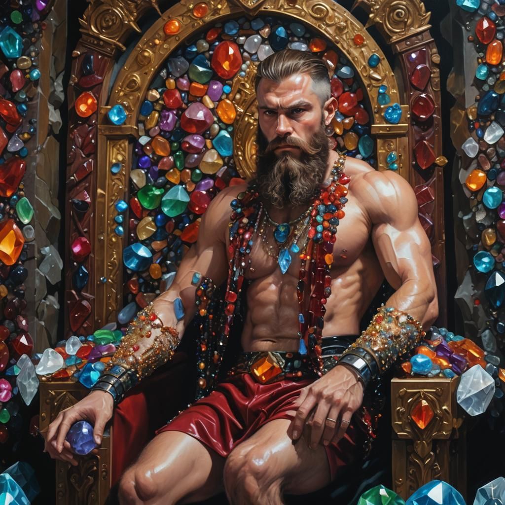 Gemstone Gods: Hyperrealistic Portrait in Rokoko Style