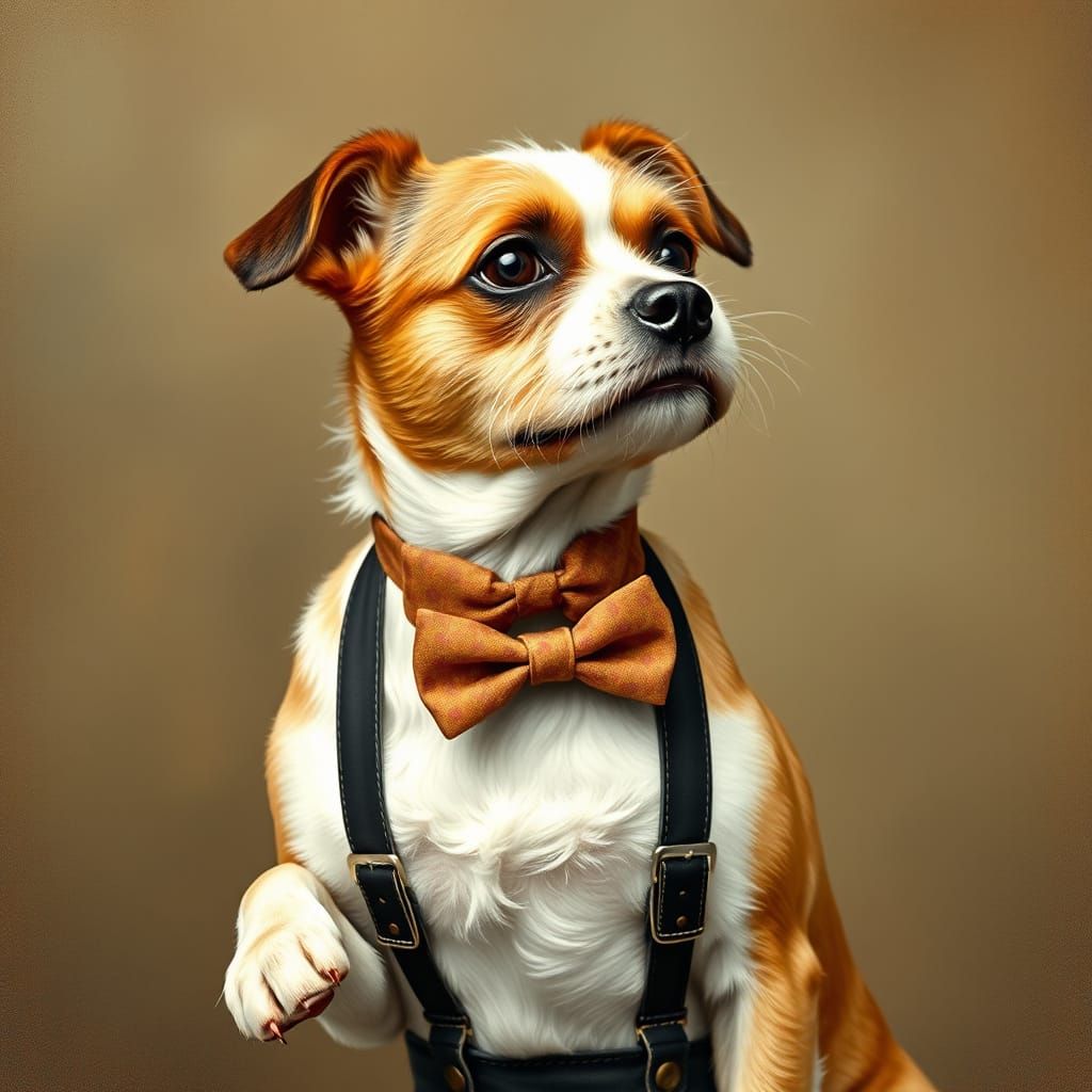 Dog Portrait in Vintage Illustration Style