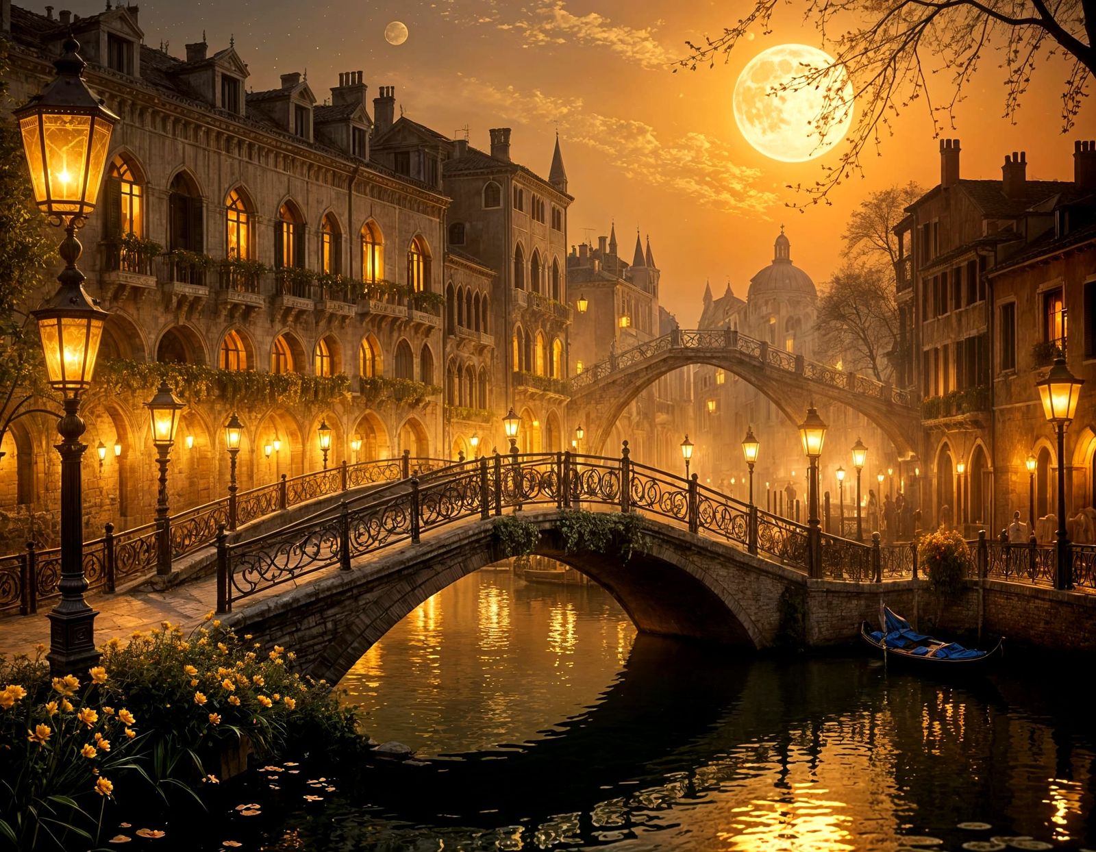 Dreamlike Venetian Bridge at Dusk
