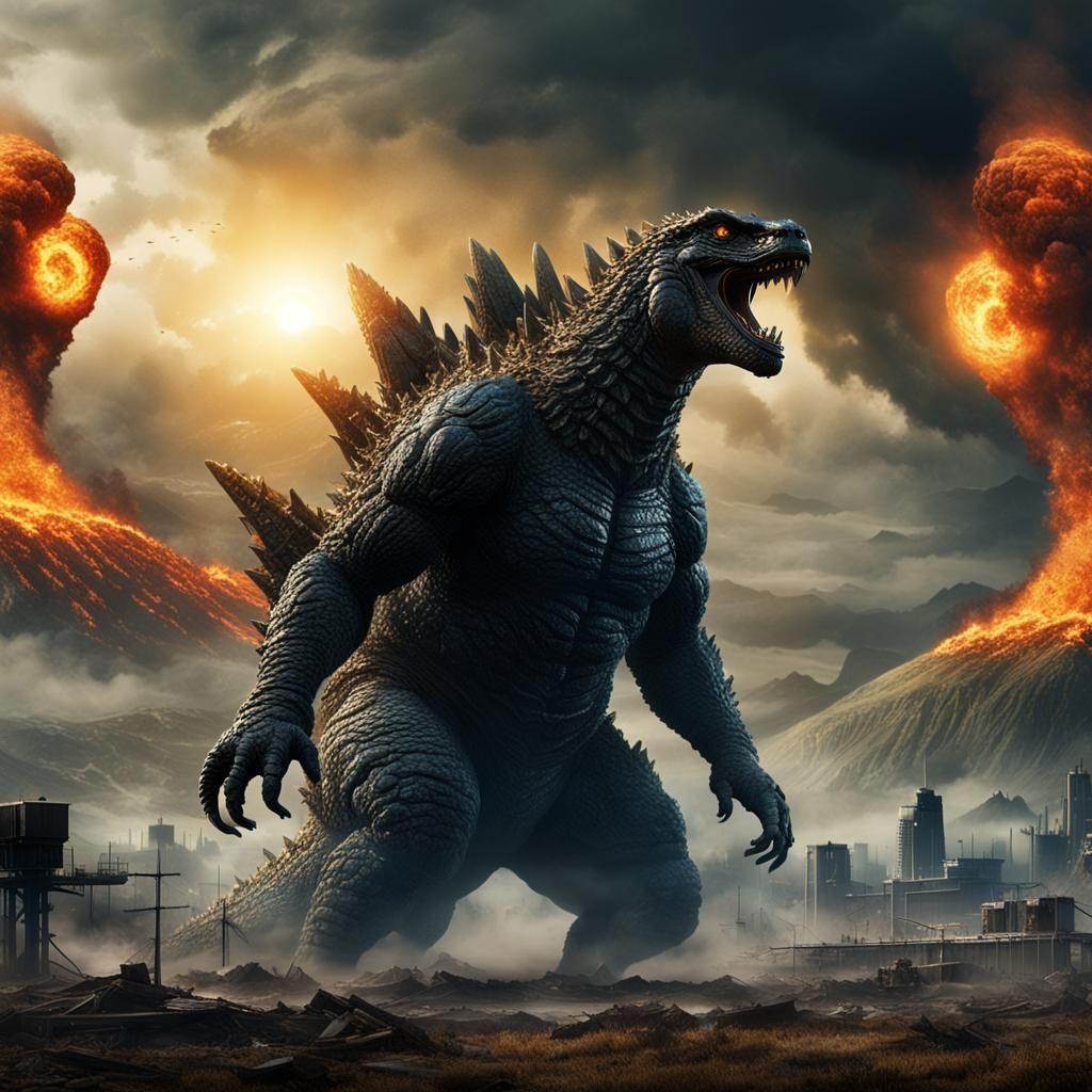 Godzilla Emerges: Nature's Retaliation in a Matte Painting