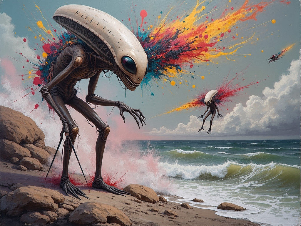 Abstract Alien Portraits in a Bizarre Landscape