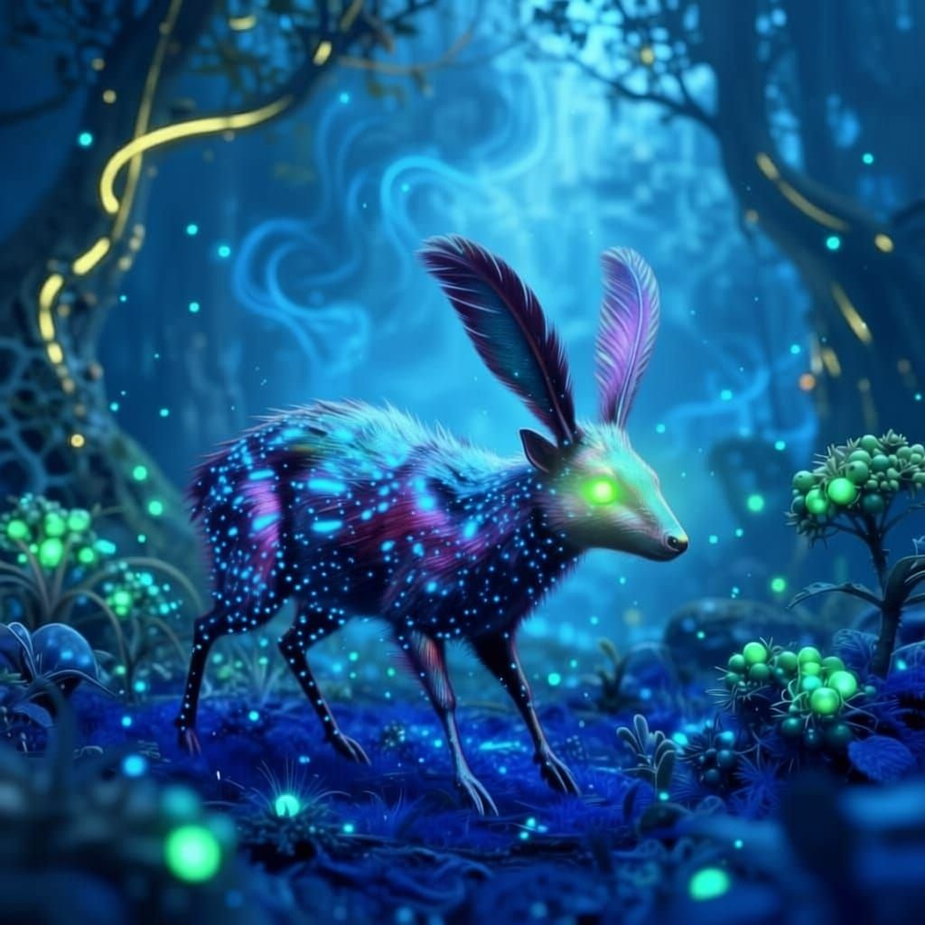 Magical World Herbivore with Glowing Stripes