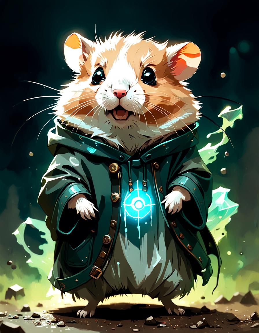 Adorable Hamster Ghost in Digital Art Style