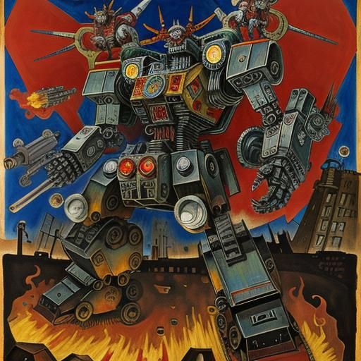 Mecha Devils in Hell Boiler Room: Expressionist Style