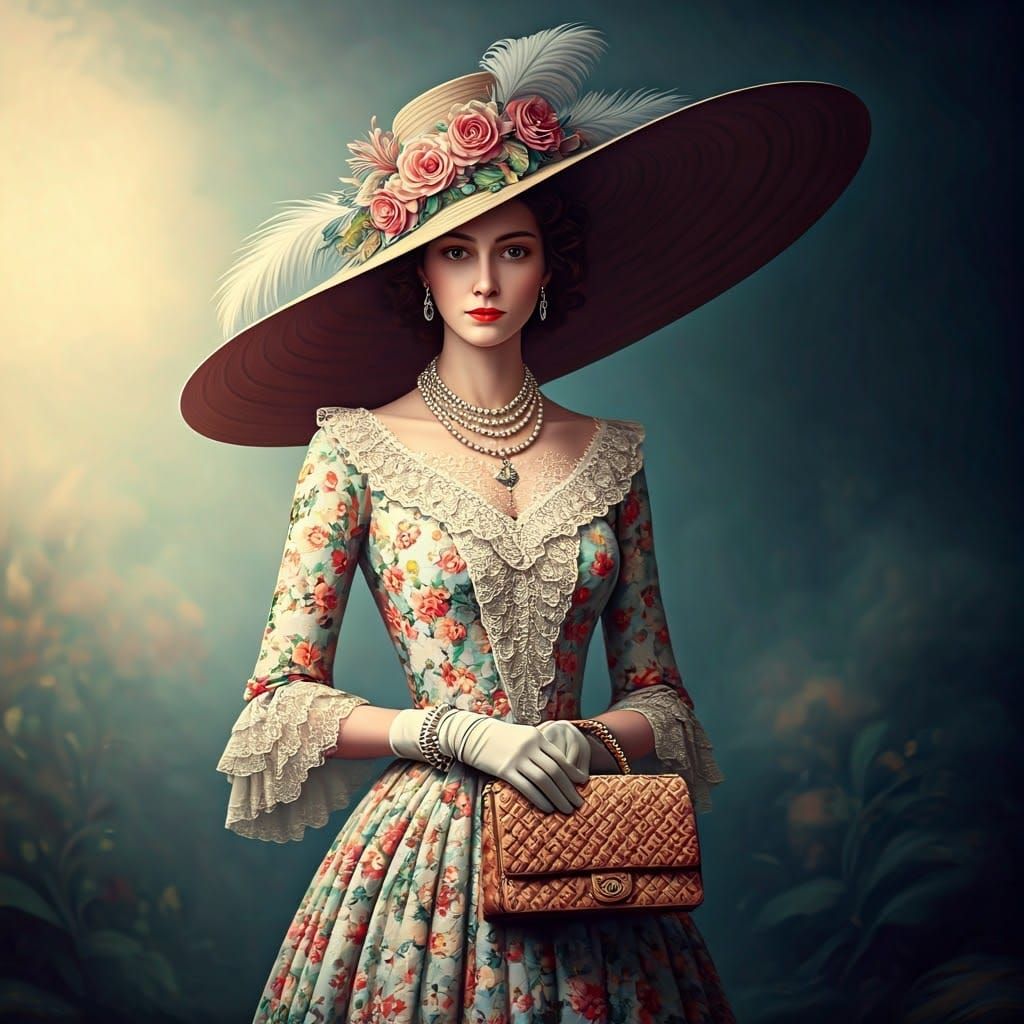 Surreal British Lady in Floral Attire