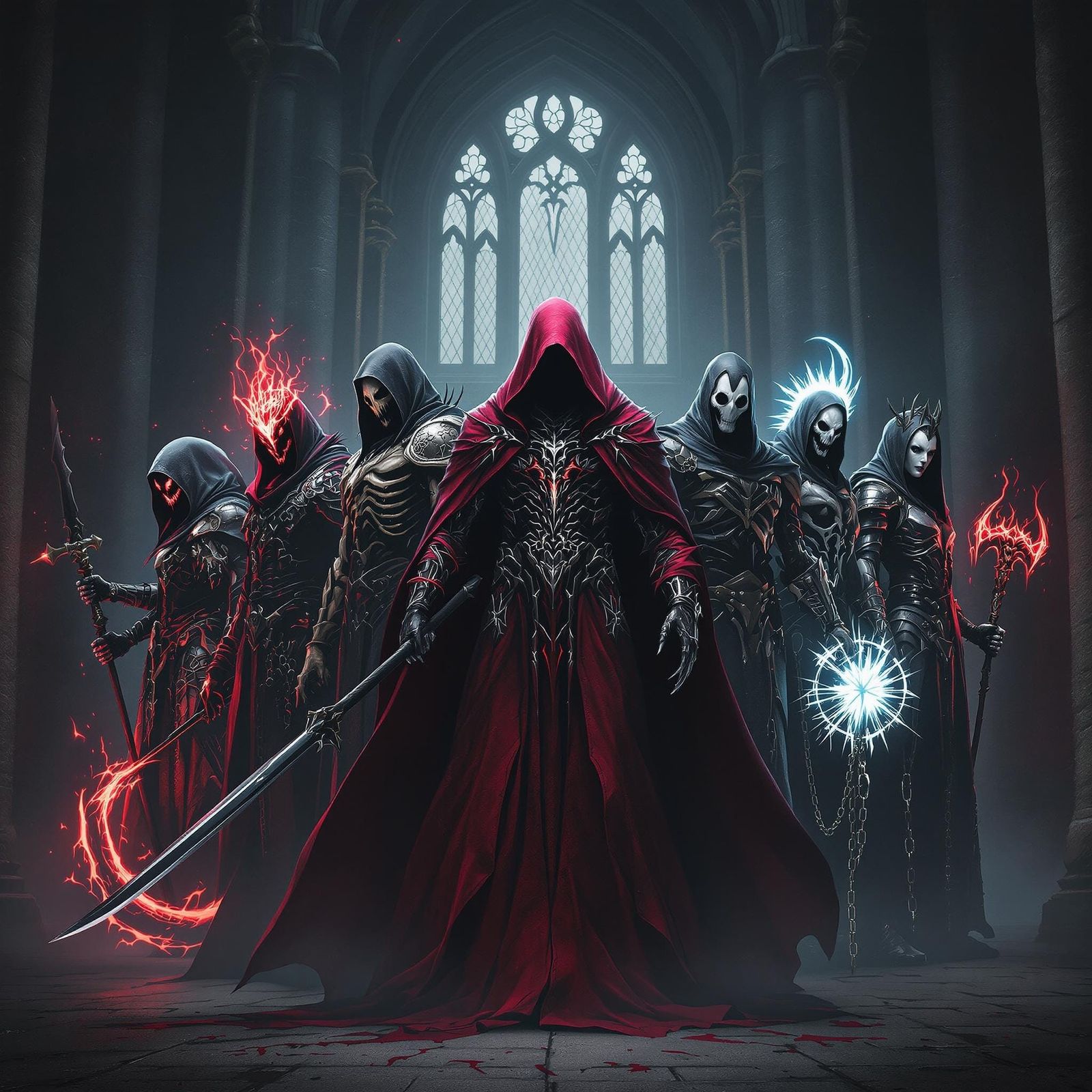 Dark Fantasy Villain Group Portrait in Gothic Style