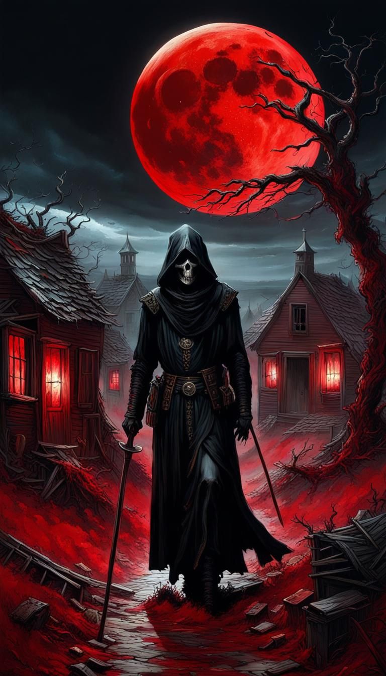 Macabre Grim Reaper in Abandoned Village