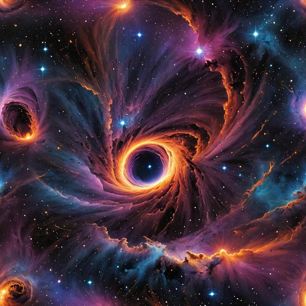 Colorful Black Hole Explosion in Pointillism Style