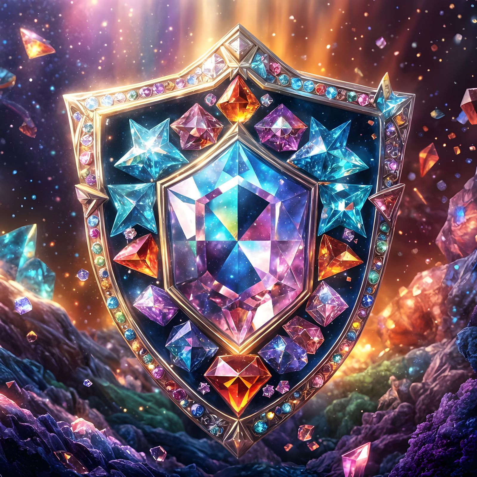 Surreal Crystals in a Vibrant Anime Key Visual Style
