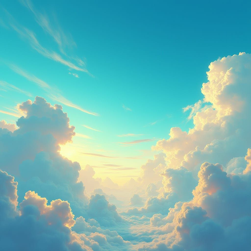 Cerulean Summer Sky Panorama as Digital Painting