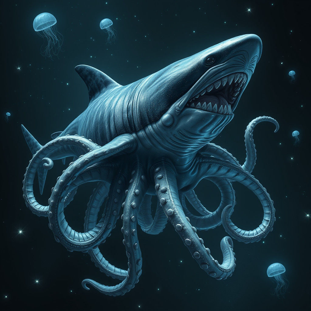 Sharktopus: Bioluminescent Deep-Sea Hybrid Creature