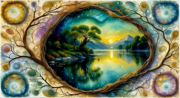 Whimsical Ash Tree Branch in Vibrant Wrapping Paper and Card...