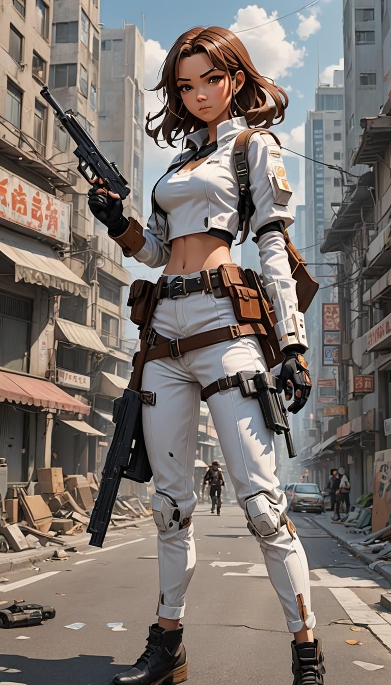 Animation Character with Gun in Comic Art Style