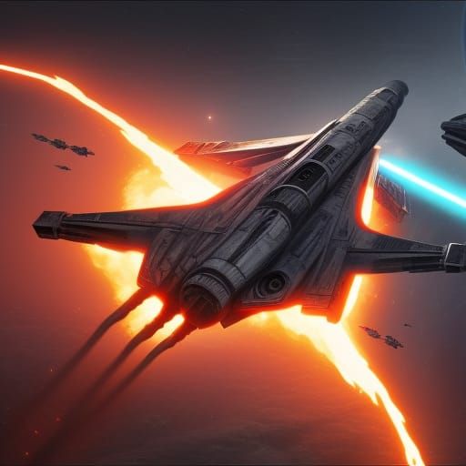 Star Wars N-1 Starfighter over Volcano
