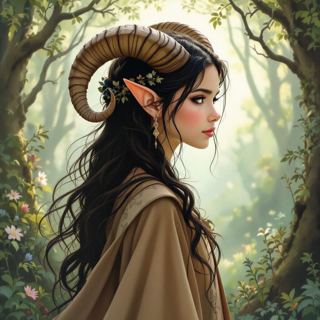 Fantasy Elf Girl in Whimsical Forest