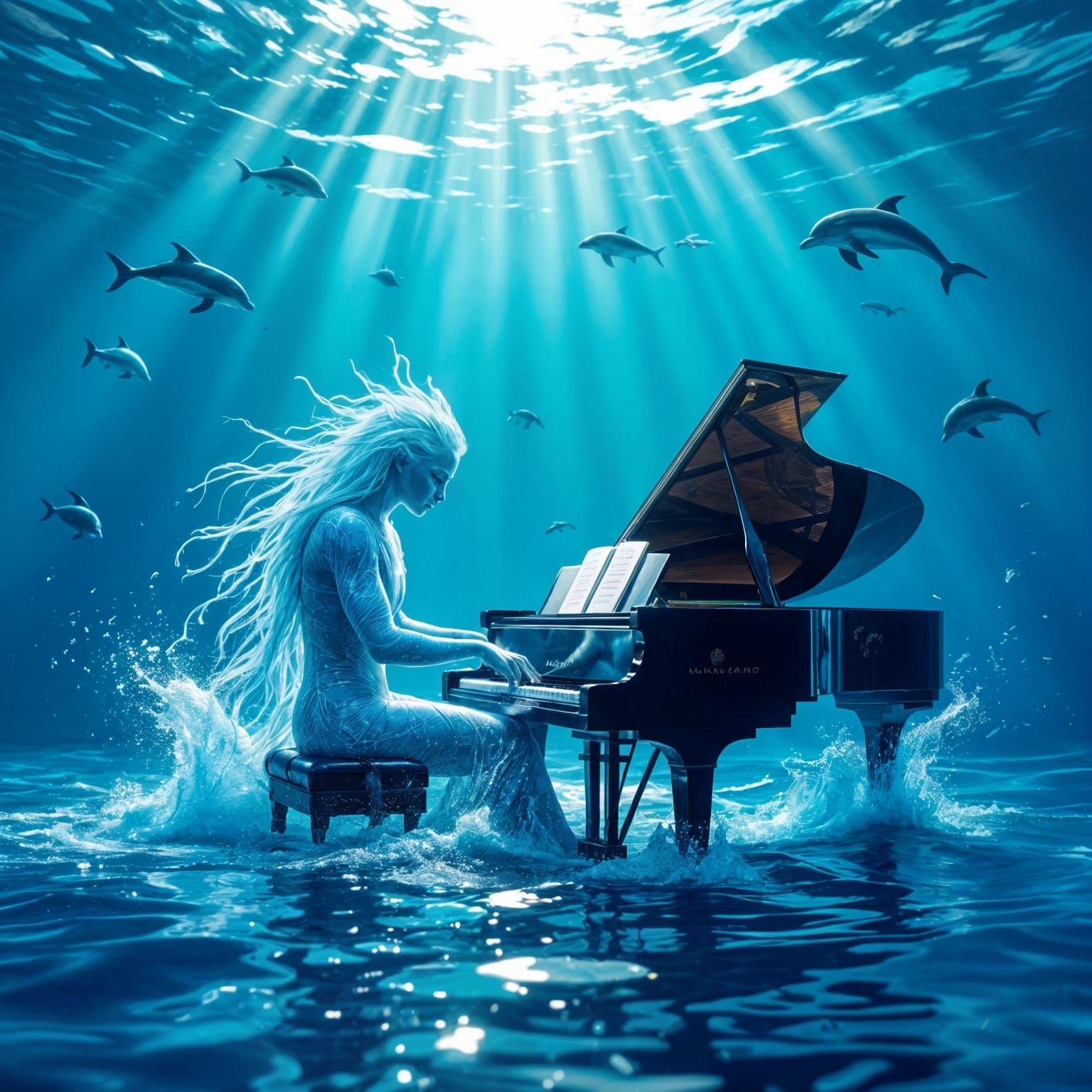 Water Being Plays Piano Underwater