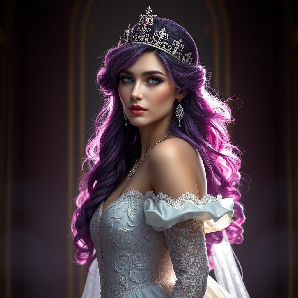 Regal Queen Portrait in Art Nouveau Style