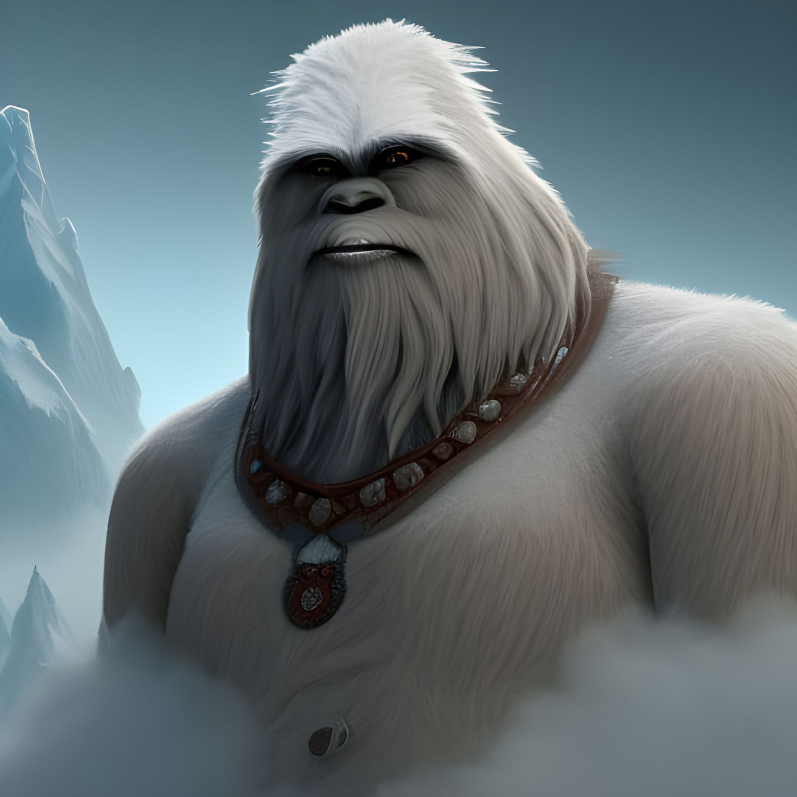 Detailed Yeti Portrait in Fantasy Concept Art Style