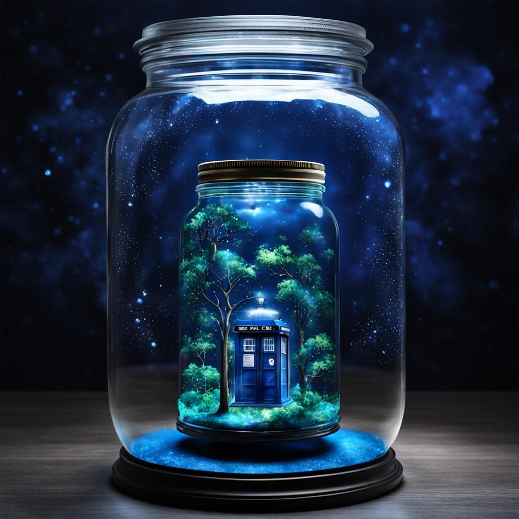 Whimsical TARDIS Jarred in Mirrored Vortex