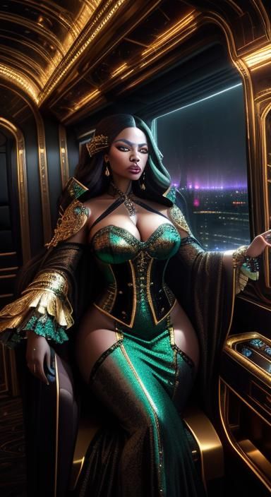 Baroque Futuristic Portrait with Emerald Fotomodel