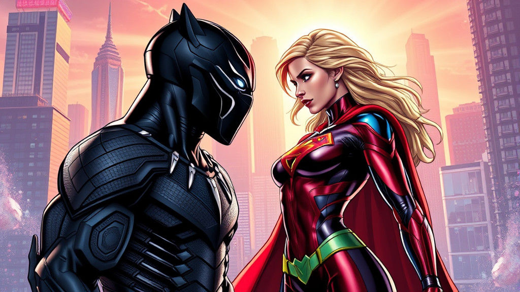 Black Panther vs Android Robot vs Supergirl