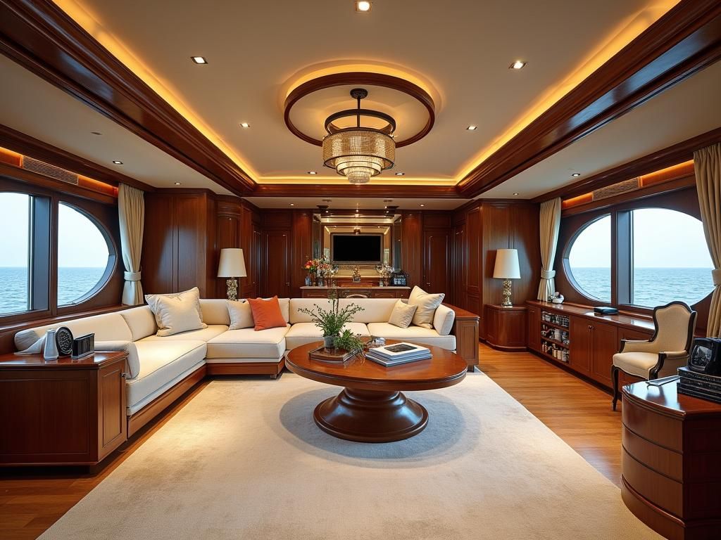 Opulent Yacht Interior with Luxurious Amenities