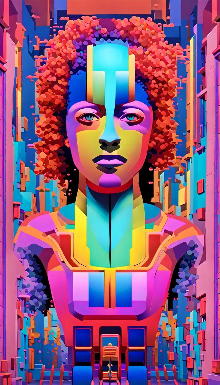 Vivid AI Self-Portrait in Psychedelic 3D