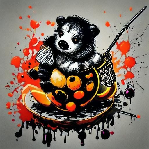 Bear with Honeypot in Dark Fantasy Style