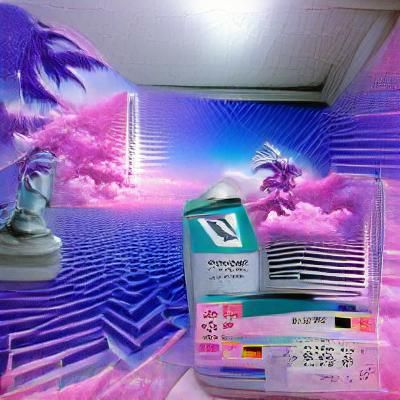 Vaporwave Dreamscape: Neon Digital Art