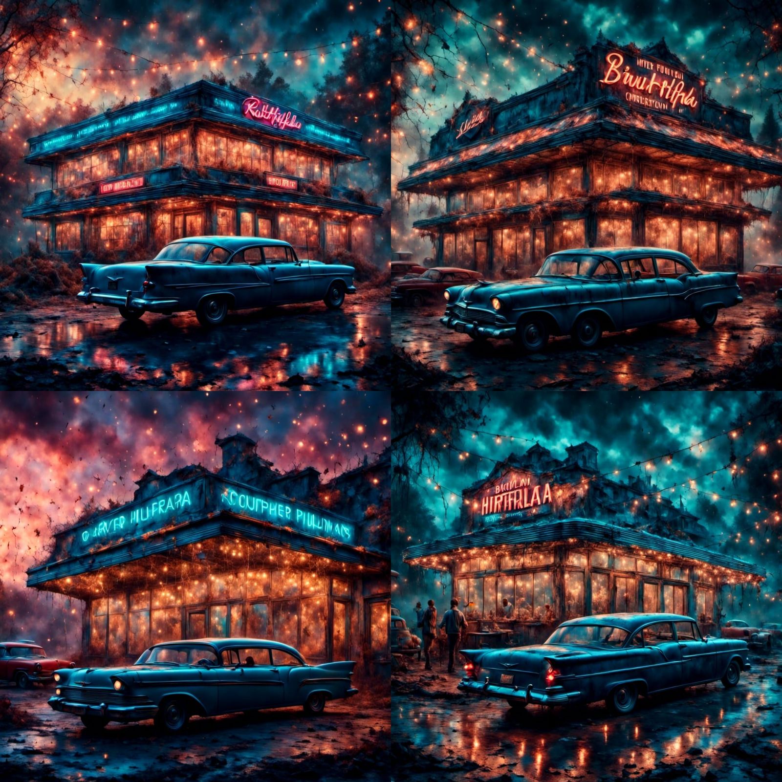 1960s Drive-In Movie Theater in Hyperrealistic Style