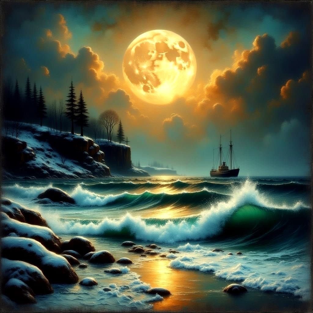 Winter Lake Superior Moonscape.