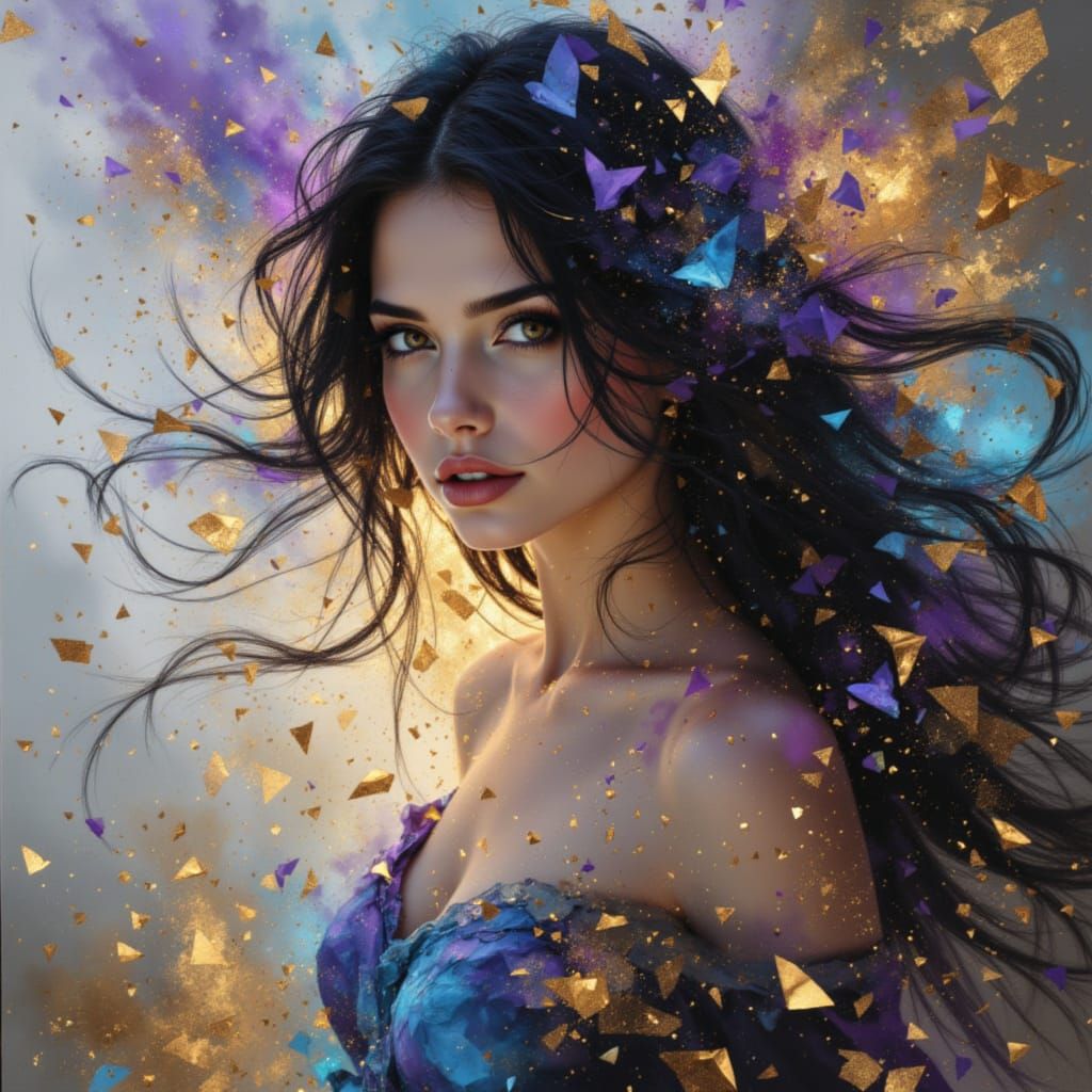 AI Generated Portrait with Black and Gold Style