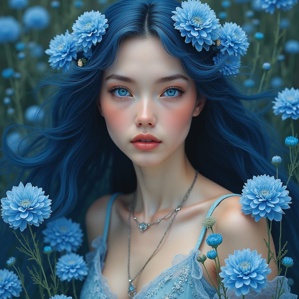 Goddess in a Dreamy Floral Realm