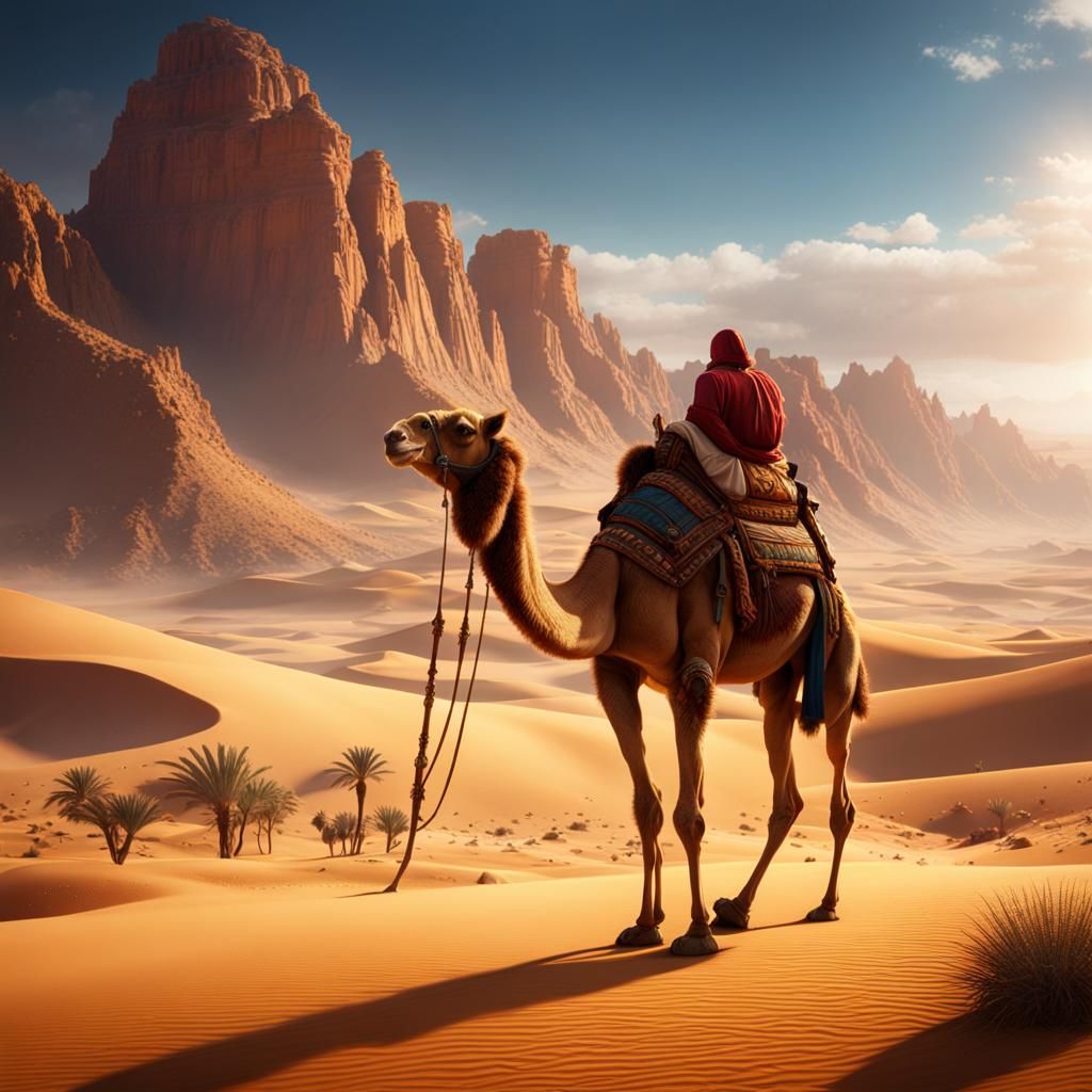 Camel in Desert: Animated Movie Poster Concept