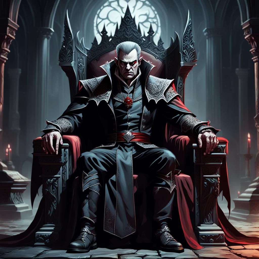 Vampire Lord on Throne: Epic Fantasy Concept Art
