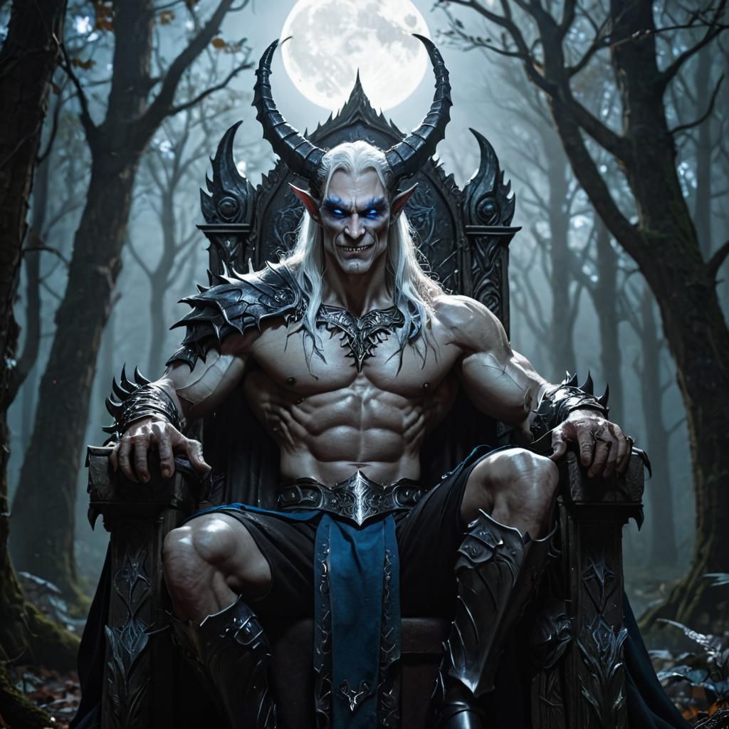 Demon Dragon God on Throne in Anime Style