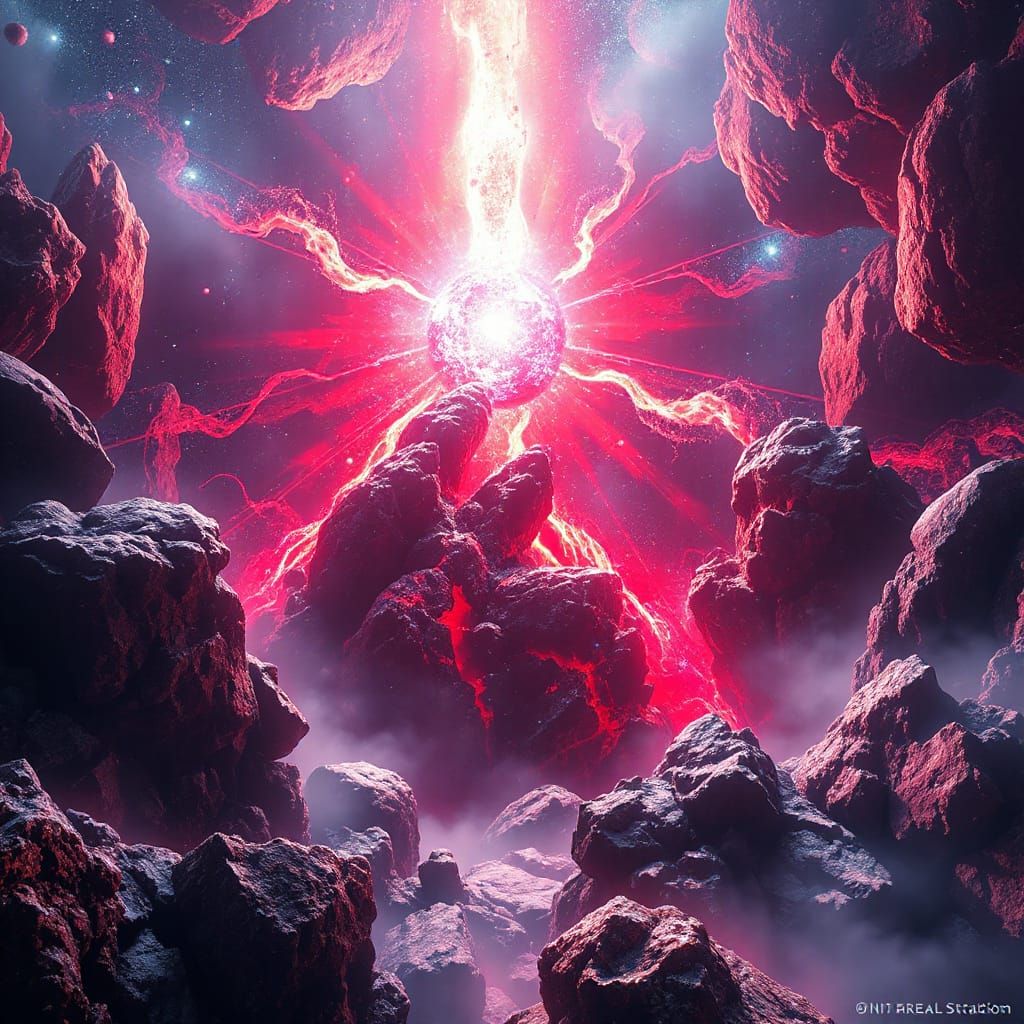 Red Ruby Star Radiating Cosmic Beauty