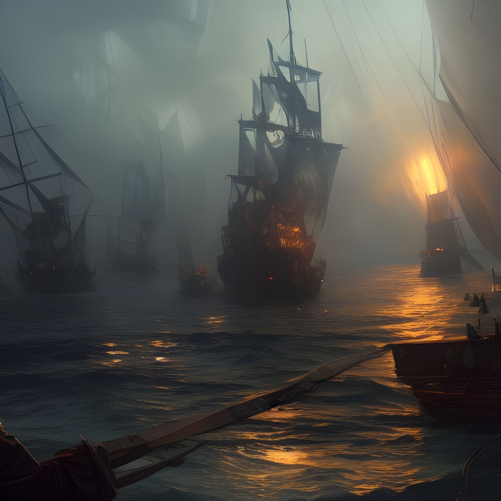 Epic Pirate Fleet in Dark Fantasy Style