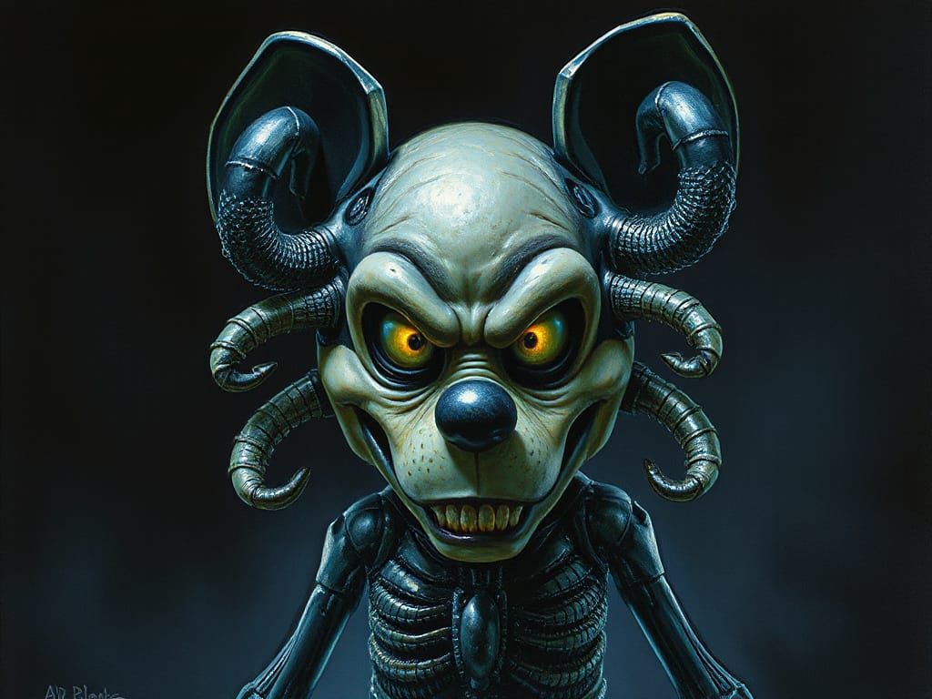 H.R. Giger's Frightening Mickey Mouse Xenomorph Sketch