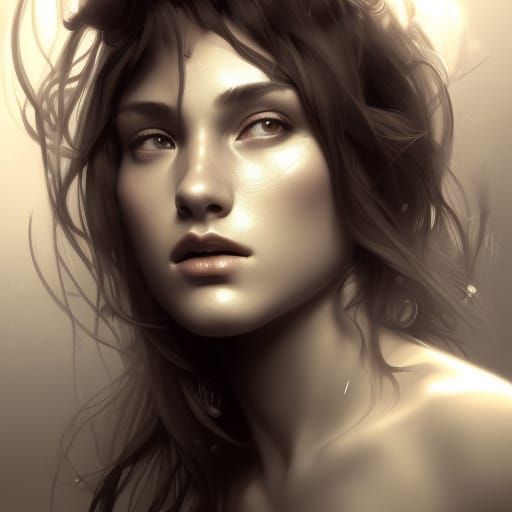 Charcoal Sketch: Beautiful Woman, Detailed Portrait in 8K