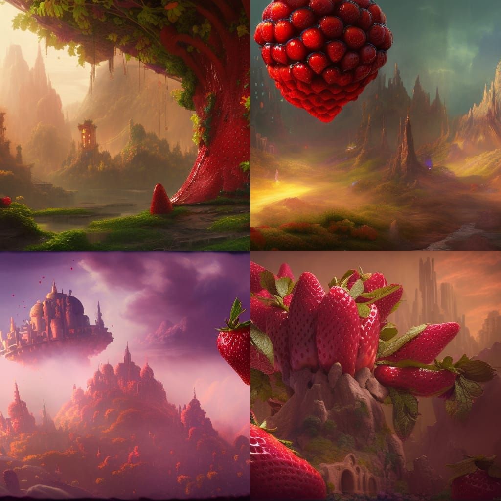 Fantastical Strawberry Shortcake, Digital Art