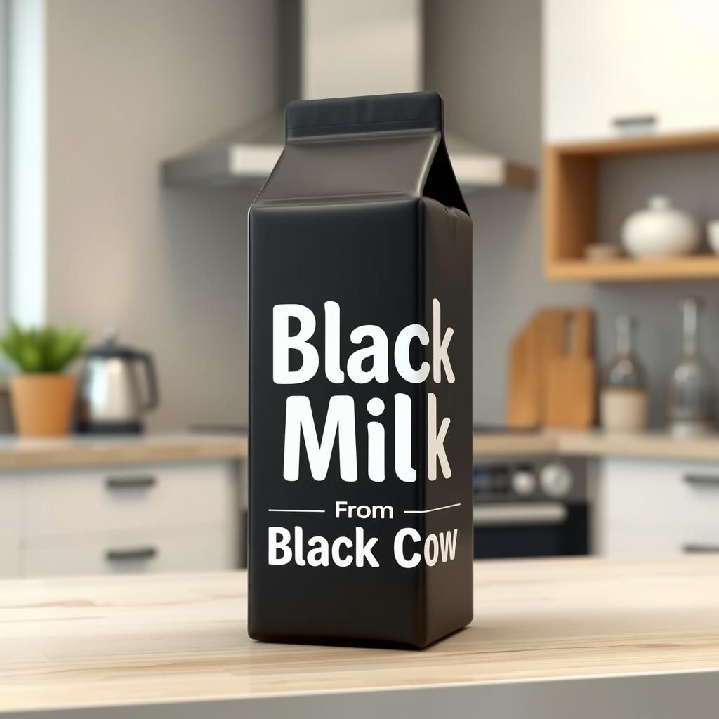 Black Milk Carton in Modern Kitchen 3D Render