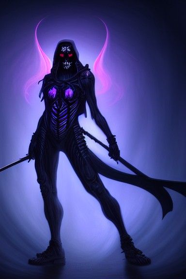 The Evil Reaper: A Retro Neon Warrior